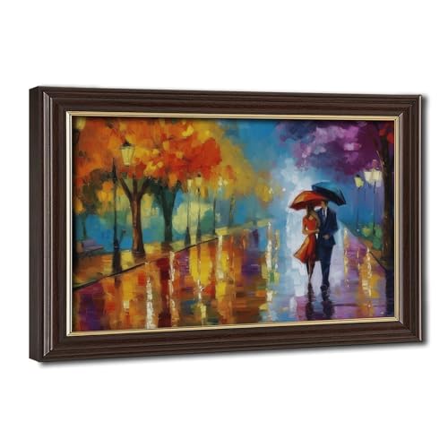 Toile couple romantique sous la pluie idée cadeau idéale chambre