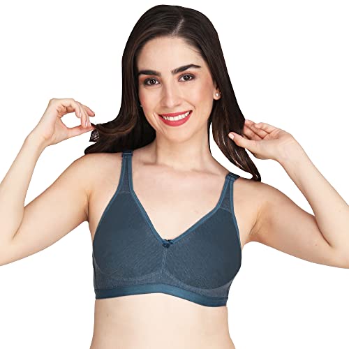 Image of Women Non Padded Bra - Made of Pure Cotton Full Coverage Non Wired Seamless Pushup Soft Cup for T-Shirt Saree Dress Sports Garment for Daily Use Everyday