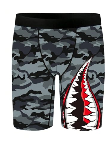 WDIRARA Men's 4 Pack Camo Funny Boxer Briefs Breathable Underwear Trunks3