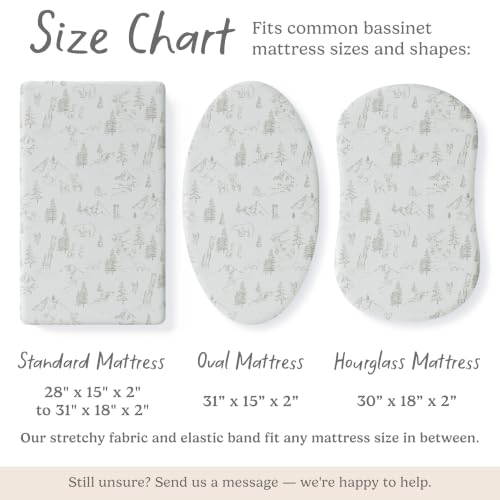 Image of Baby Bassinet Sheets for Boy, Girl (Arctic Journey) 2-Pack - Fitted Bedside Bassinet Sheets - Buttery Soft Cotton Blend for Standard Mattress Pad - Compatible with Halo BassiNest