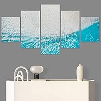 SIGNWIN 5 Panel Canvas Wall Art Beach Blue Coastal Cool Photography Relax/Calm for Home Decorations Ready to Hang - 60