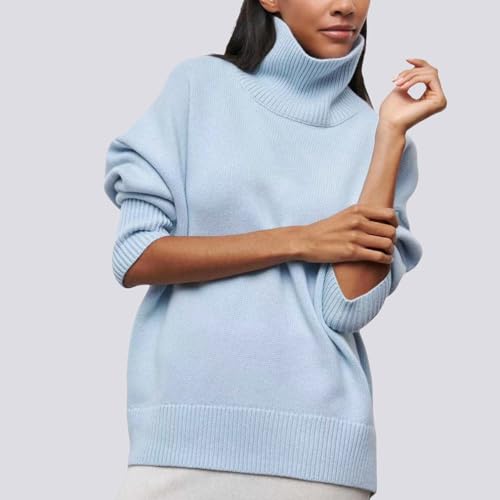 Women's Turtleneck Sweater Chunky Long Sleeve Knitted Pullover Plus Size Casual Trendy 2025 Fall Winter Basic Top3