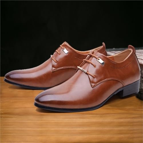 Men's Lace Up Dress Shoes Pointed Toe Large Size British Style Polished Leather Casual Business Wedding Trend Footwear2