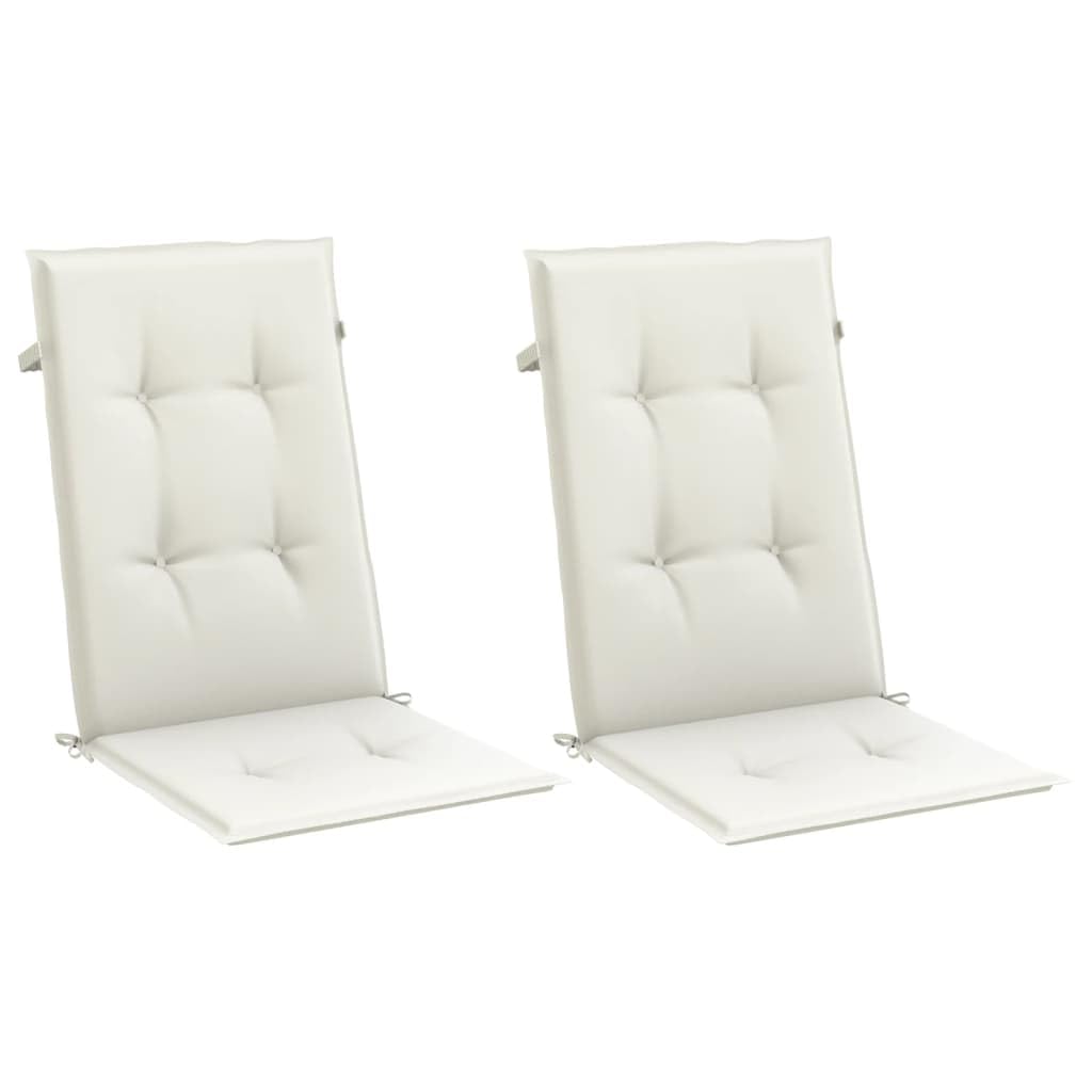 Hochlehner-Auflagen 2er-Set Creme-Meliert 120x50 cm, Polsterauflagen für Gartenstühle und Hochlehner, Weiche Stuhlkissen mit Haltebändern für Außen und Innen