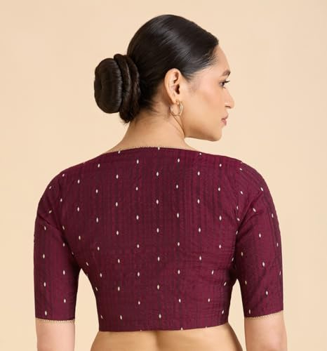 Image of Studio Shringaar Women's Handloom Cotton Silk Readymade Saree Blouse