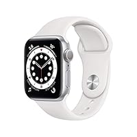 Apple Watch Series 6 (GPS, 40 mm) Cassa in alluminio color argento con Cinturino Sport bianco