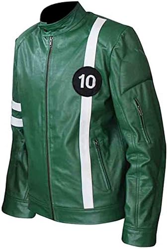 Miniatura 4 de Zegior Chaqueta de cuero verde Ben-10 para hombre, tallas XXS-4XL