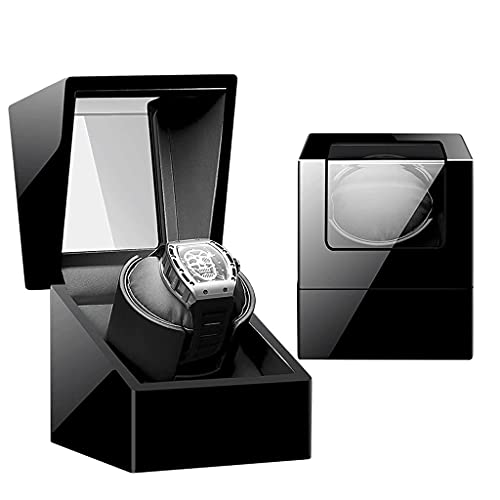 Enrollador de reloj Enrollador de reloj para un solo reloj Pintura de piano Motor ultra silencioso Agitador de reloj para relojes mecánicos Luz LED para hombres y mujeres (grano de madera de alcanfor