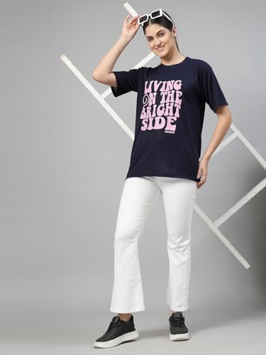 Image of UZARUS Women Printed Round Neck Oversized Combo T-Shirt | Loose Fit Drop Shoulder T-Shirt Pack of 3