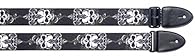 Guitar Strap made of 'terylene' with white skull motif 5cm width of the belt Height adjustable from 82cm - 141cm Standard ends for attachment to the guitar