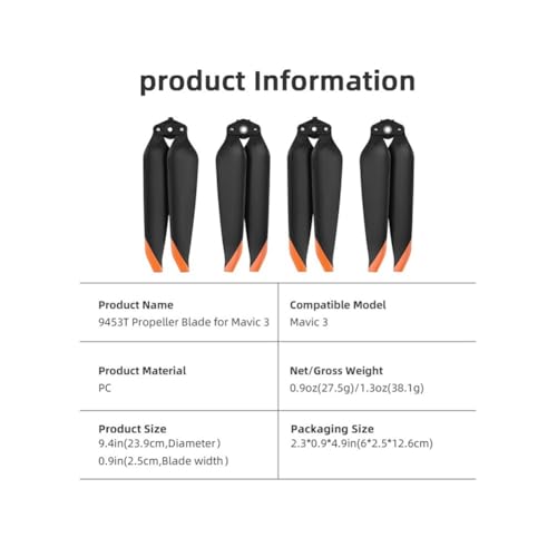 Hélices 9453T légères pour drone 3 Pro et Classic, kit de rechange - 6