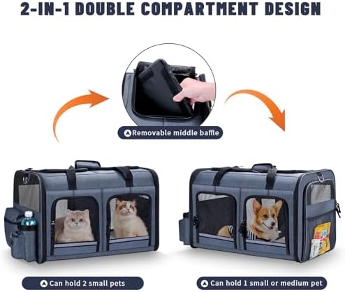 Cat Carrier for 2 Cats,Double Cat and Dual Dog Carrier Cabin for Two Pets Alternate view