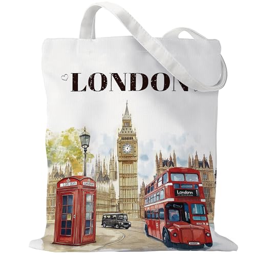 Sitsink London Travel Souvenirs Gifts - Reusable Canvas Tote Bag London Trip Souvenir Gifts for...