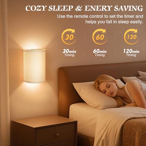 Image of OCATO Battery Operated Wall Sconce: Wireless Wall Sconces Set of Two Battery Operated Magnetic Lamp Rechargeable Lights Dimmable with 16 RGB Colors with Remote Walls Decor for Bedroom Living Room