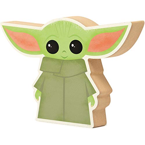 Image of Disney Star Wars Baby Yoda Shelf Sitter Decor | Chunky Wood Block Cutout for Kids' Bedroom, Play Room or Office