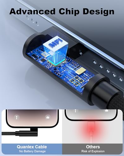 Image of Extra Long Phone Charger Cable 5M, [ MFFi CertIified ] 16ft 90 Degree Lightnning Cable, High Fast /Data Sync Phone Charging Cable Lead for Phone 14 /13 /12Pro /11Max /XS /XR /8 /7 /SE