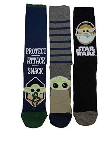HDmirrorR Baby Yoda Grogu Star Wars Pack Of 3 Men's Socks Size 6-11