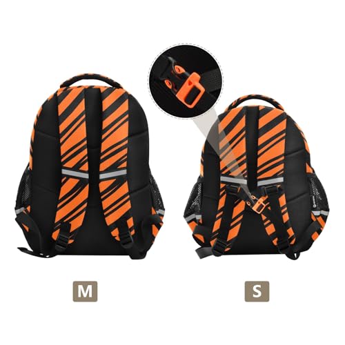 Orange Black Stripes Preschool Kids Backpack Kindergarten Elementary School Bookbag for Boys Girls Age 3-82