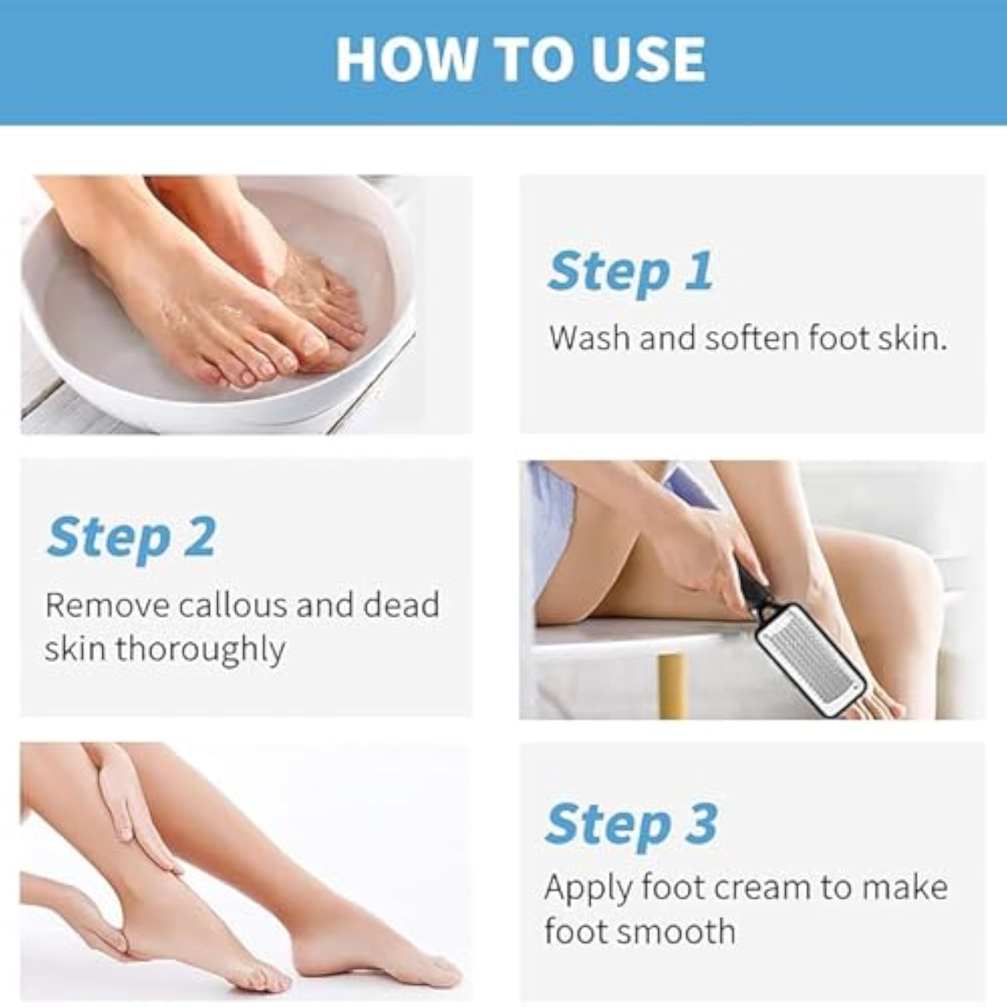 Foot Scrubber Callus Remover with Stainless Steel, Pack of 3