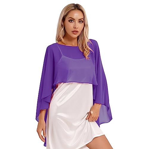 Womens Capes Capelets Soft Chiffon High Low Shawls and Wraps Shrug for Formal Party Dress2