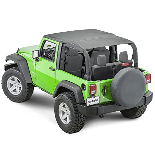 MasterTop Bimini Top Sunshade - Fits 2-Door Jeep Wrangler 2007-2018 - Jeep Wrangler Bikini Top - Jeep JK Bikini Top 2-Door - Jeep JK Sunshade (Full Length with Header Bar)