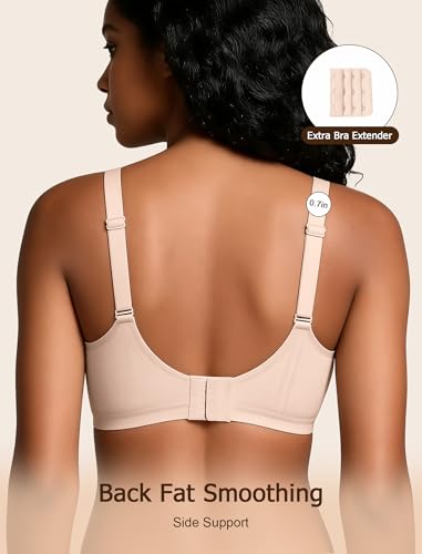 Image of Wireless Bras for Women No Underwire Seamless Full Coverage Scalloped Push Up Support Lift Comfort Bralettes,Pink,3X-Large