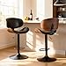 DUMOS Swivel Bar Stools Set of 2, Adjustable Counter Height Bentwood BarStools, PU Leather Upholstery Bar Chair with Ergonomic Back and Footrest, Counter Stools for Bar, Home Kitchen Island, Black