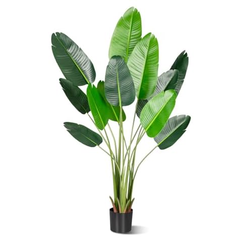 AzurLolif Artificial Plants, 6FT Bird of Paradise Artificial Plant with Realistic Touching Leaves, Fake Plants for Home Garden Office Store for Indoor and Outdoor Decoration Use 72in Cover
