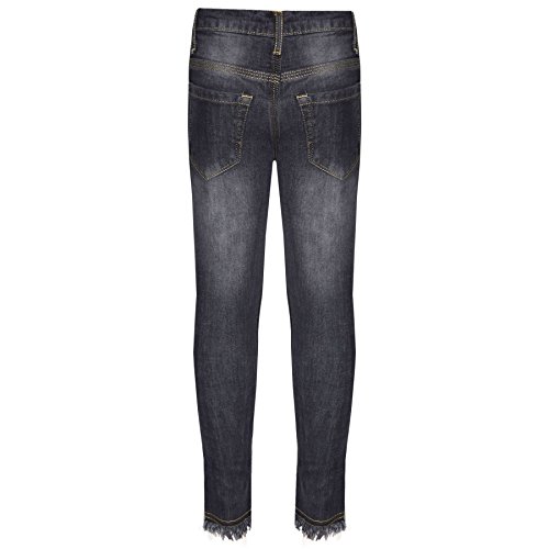 Kids Girls Skinny Stretchy Denim - Girls Jeans Ripped GJ01 Black 13-142