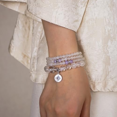 Image of Five Elements Solid 925 Sterling Silver 18K Gold /White Gold Vermeil Crystal Gemstone Beads Bracelet gift for women