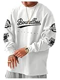 MakeMeChic Men's Graphic Oversized Sweatshirt Long Sleeve Crew Neck 90s Vintage Tee Shirts Streetwear White XX-Large