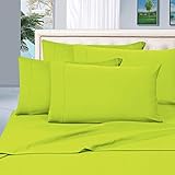 Celine Linen Wrinkle and Fade Resistant 1800 Thread Count Luxurious 4-Piece Bed Sheet Set, Deep Pocket up to 16 inch, Queen Lime