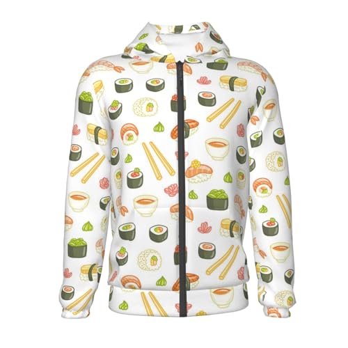 Sushi and Rolls Kids Pullover Hoodies Boys Zip Up Sweatshirts Girls Athletic Clothes with Pocket2