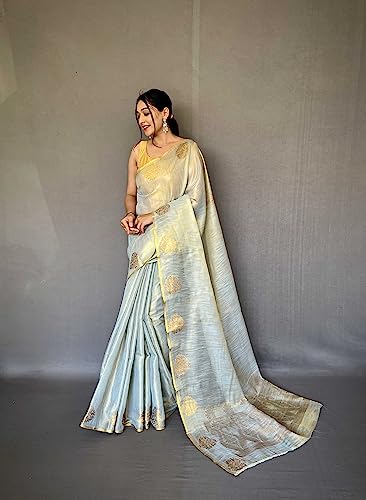 Image of Panzora Women's Tissue Silk Jacquard Weaving Saree With Unstitched Blouse Piece