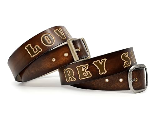 LIBRARY BY DESIGN Custom Tooled Leather Belt with Personalized Name - Personalized Gift for Him or Her, Men or Women - Great Father's Day Gift3