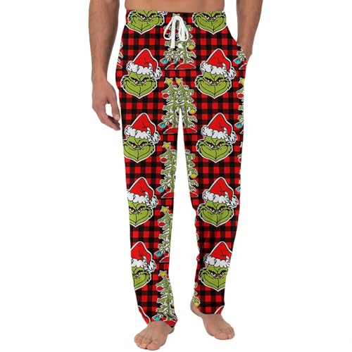 Mens Christmas Pajama Bottoms Comfy Lounge Pants with Pockets Soft