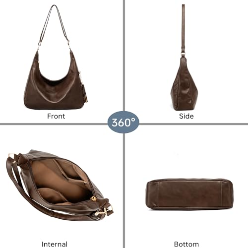 Bolso cruzado hobo de cuero para mujer mediano miniatura 6