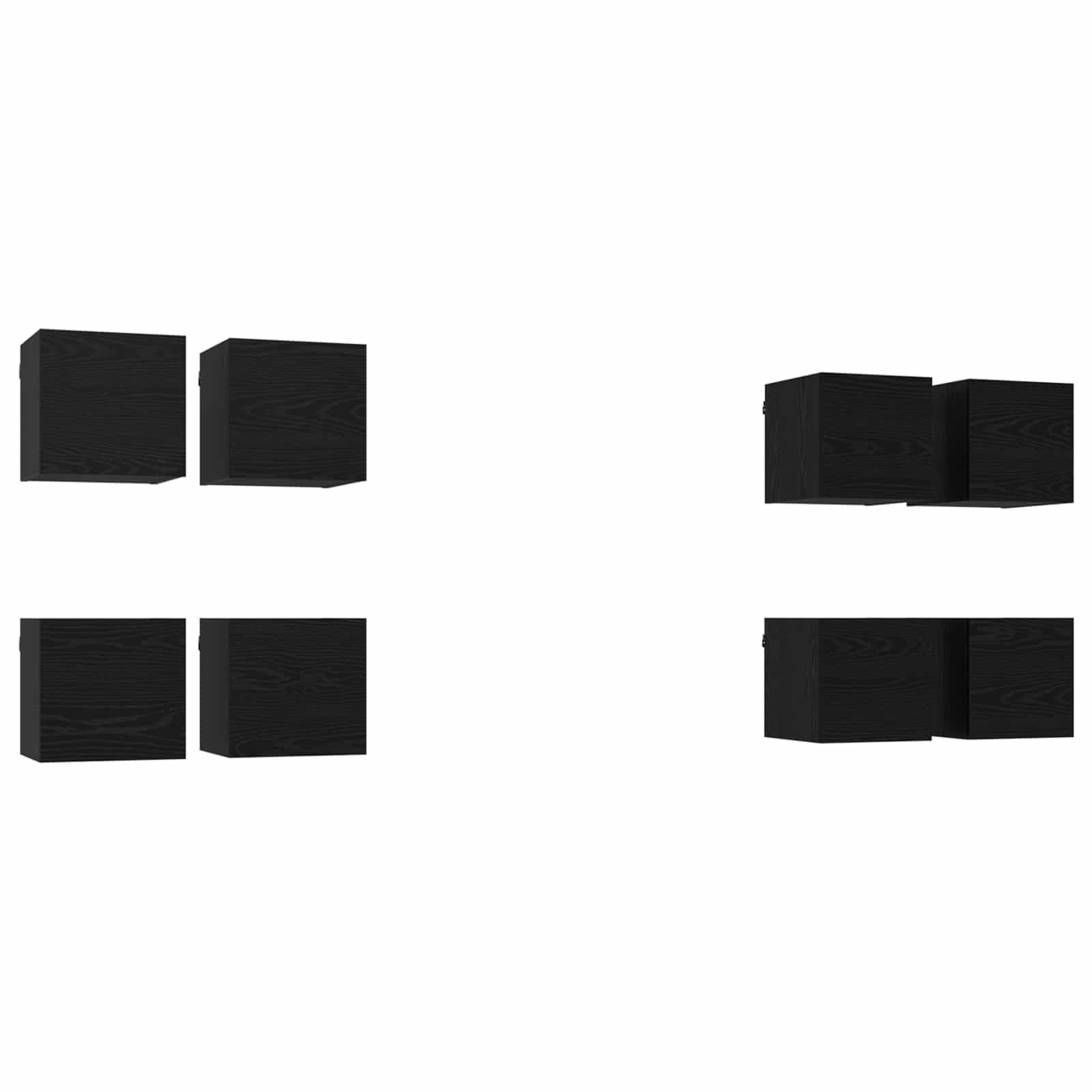 Armoire TV murale flottante en chêne noir lot de 8 cubes de 30cm