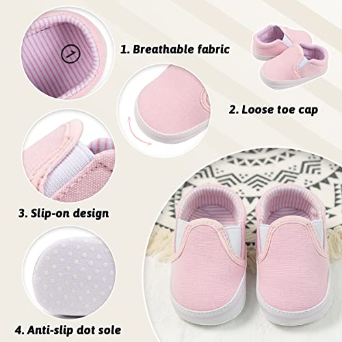 Image of Infant Baby Boys Girls Canvas Sneaker Toddler Slip On Anti Skid Newborn First Walkers Candy Shoes for 0-18 Months