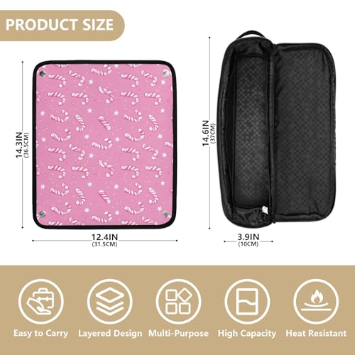 Candy Canes Stars Marble Bolsa de Viaje para Herramientas de Cabello con Mat Resistente al Calor para Planchas y Rizadoras, Organizador Portátil miniatura 4