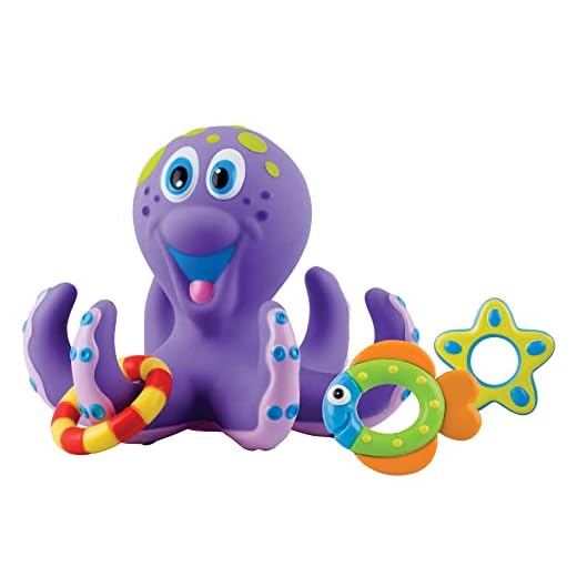 Nûby - Juguete de Baño Pulpo Flotante con Anillos, 18M+