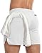 Aolesy Men's Gym Workout Shorts 5 Inch Lightweight Bodybuilding Athletic Shorts Running Training with Zipper Pockets & Towel Loop White