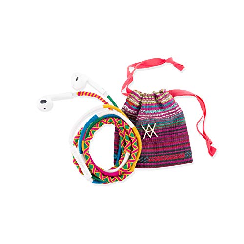 Vam Vam VAAUR001 Auriculares con Cable - Reforzados, Estampados y con Bolsa de Transporte, Rosa/Amarillo/Verde, Estndar