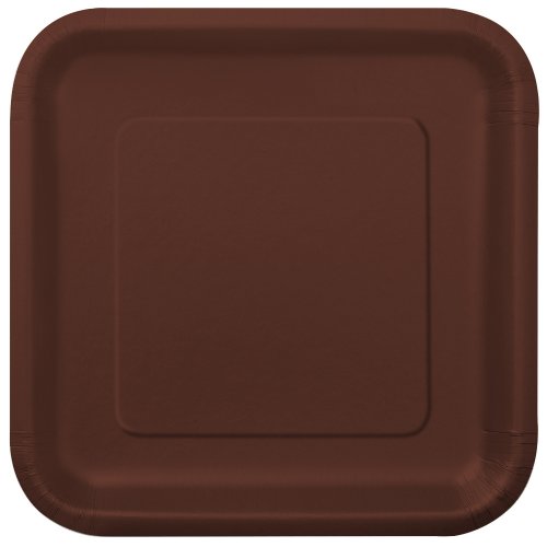 Assiettes carrées en carton Unique Party 18 cm marron pour vos réceptions | Lot de 16
