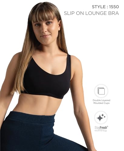 Image of Jockey 1550 Women Super Combed Cotton Elastane Stretch Slip On Lounge Bra with StayFresh Treatment