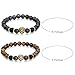 Aroncent 2 PCS 8mm Tiger Eye Lava Rock Beads Buddhist Bracelet Buddha Mala Wrist Chain with Lion