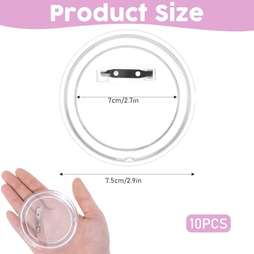 10 PCS 3 Inch Custom Buttons, Personalized Button Pins, Acrylic Blank Photo Buttons, Make Your Own Button Badge Maker DIY Crafts for DIY Crafts Supplies
