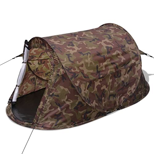 Questa tenda da campeggio pop-up in colore mimetico è perfetta per festival, campeggio o escursioni o per rilassarsi in giardino. Ha spazio per dormire per 2 persone.