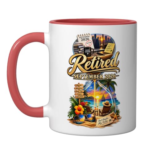 Retired September 2026 Beach Travel Graphic Ceramic Mug, Red/White, 11oz