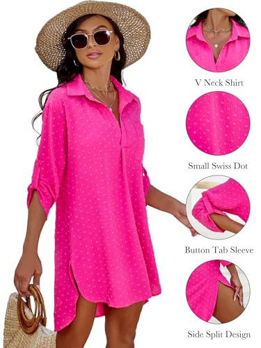 Image of Blooming Jelly Womens Swimsuit Coverups White Chiffon Bikini Swimwear Beach Cover Up Dress Shirt